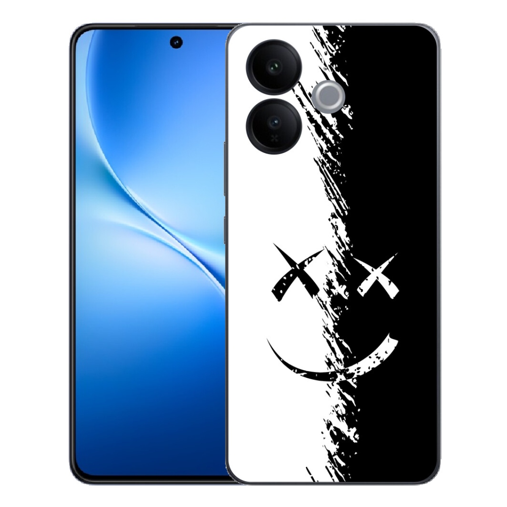Gélový kryt mmCase na Vivo V70 Lite 5G - čiernobiely smajlík