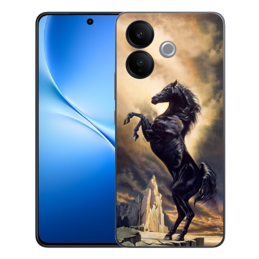 Gélový kryt mmCase na Vivo V70 Lite 5G - čierny kreslený kôň