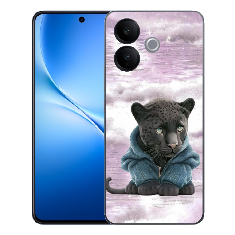 Gélový kryt mmCase na Vivo V70 Lite 5G - čierny panter vo svetri