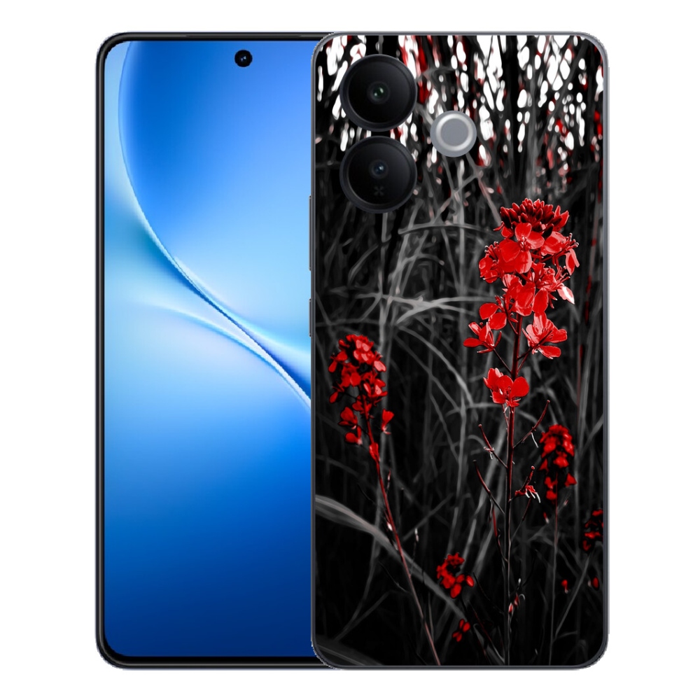 Gélový kryt mmCase na Vivo V70 Lite 5G - červená rastlina