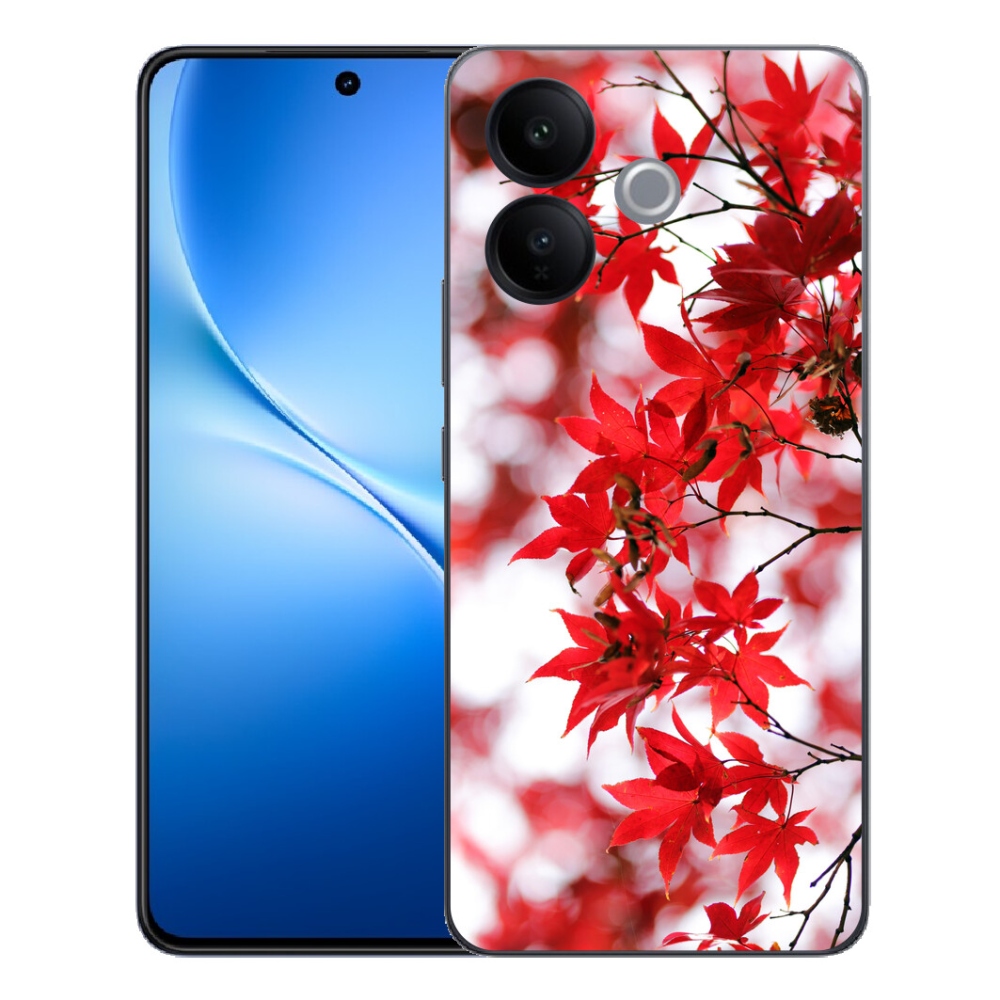 Gélový kryt mmCase na Vivo V70 Lite 5G - červené listy
