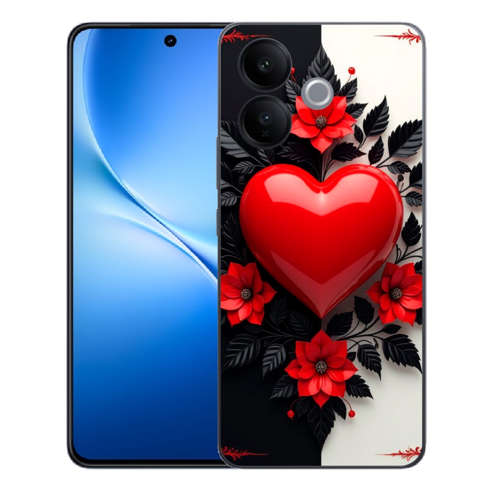 Gélový kryt mmCase na Vivo V70 Lite 5G - červené srdce