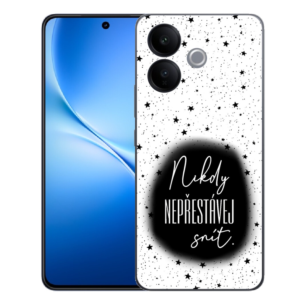 Gélový kryt mmCase na Vivo V70 Lite 5G - citát 1 čiernobiele pozadie