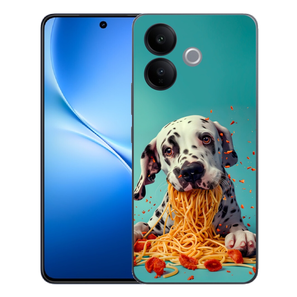 Gélový kryt mmCase na Vivo V70 Lite 5G - dalmatín a špagety