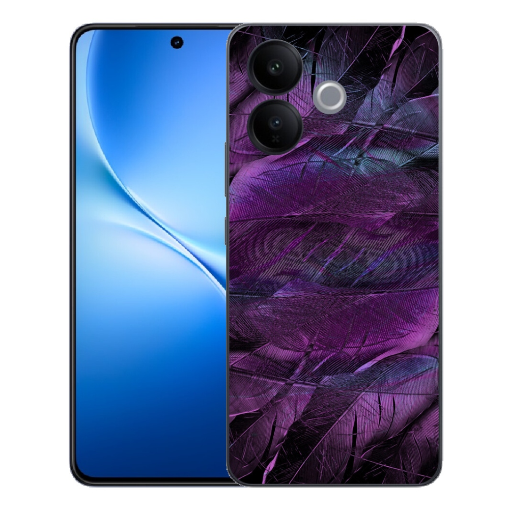 Gélový kryt mmCase na Vivo V70 Lite 5G - fialové pierka