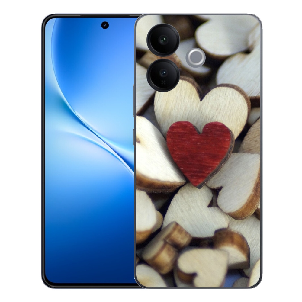 Gélový kryt mmCase na Vivo V70 Lite 5G - gravírované červené srdce