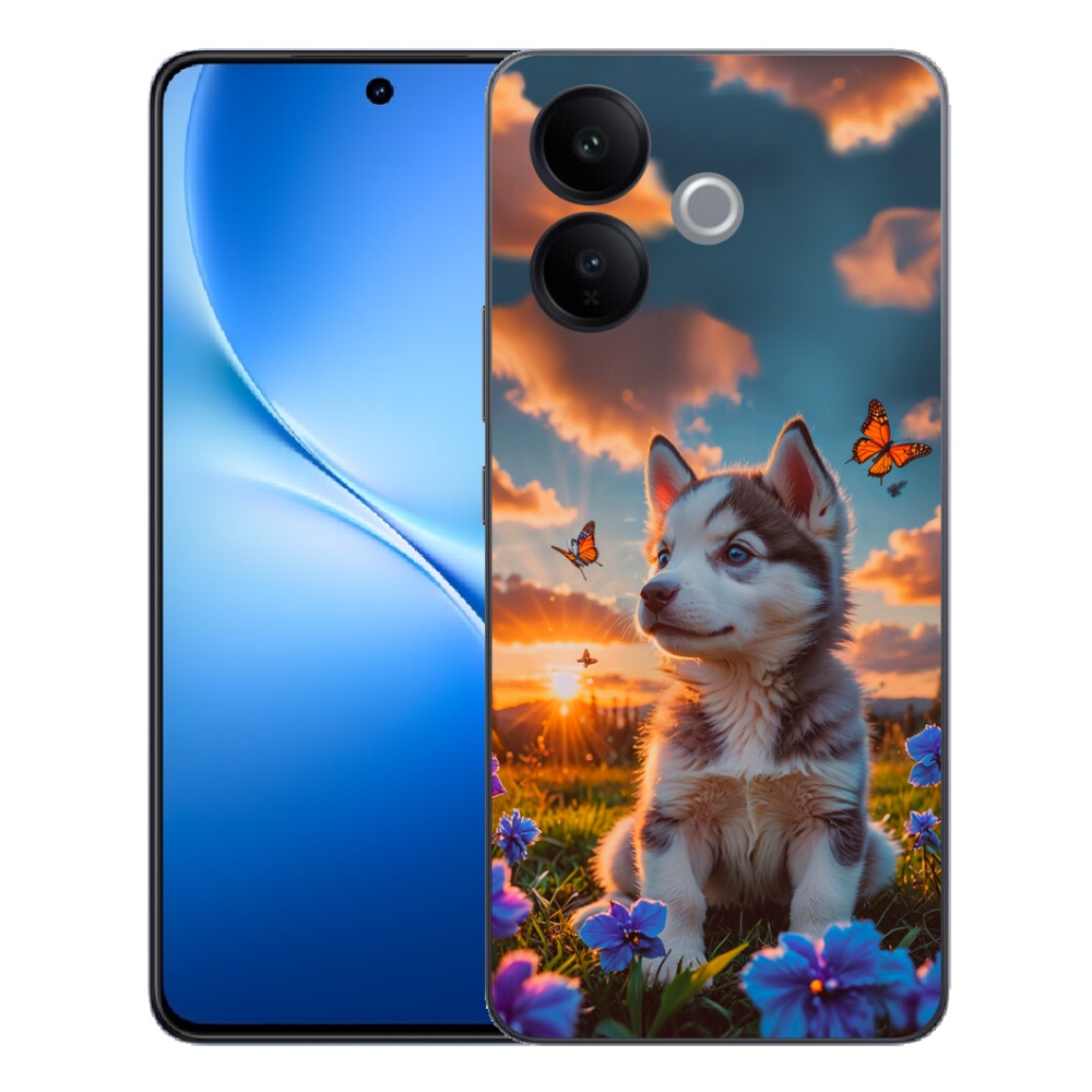 Gélový kryt mmCase na Vivo V70 Lite 5G - husky pri západe slnka