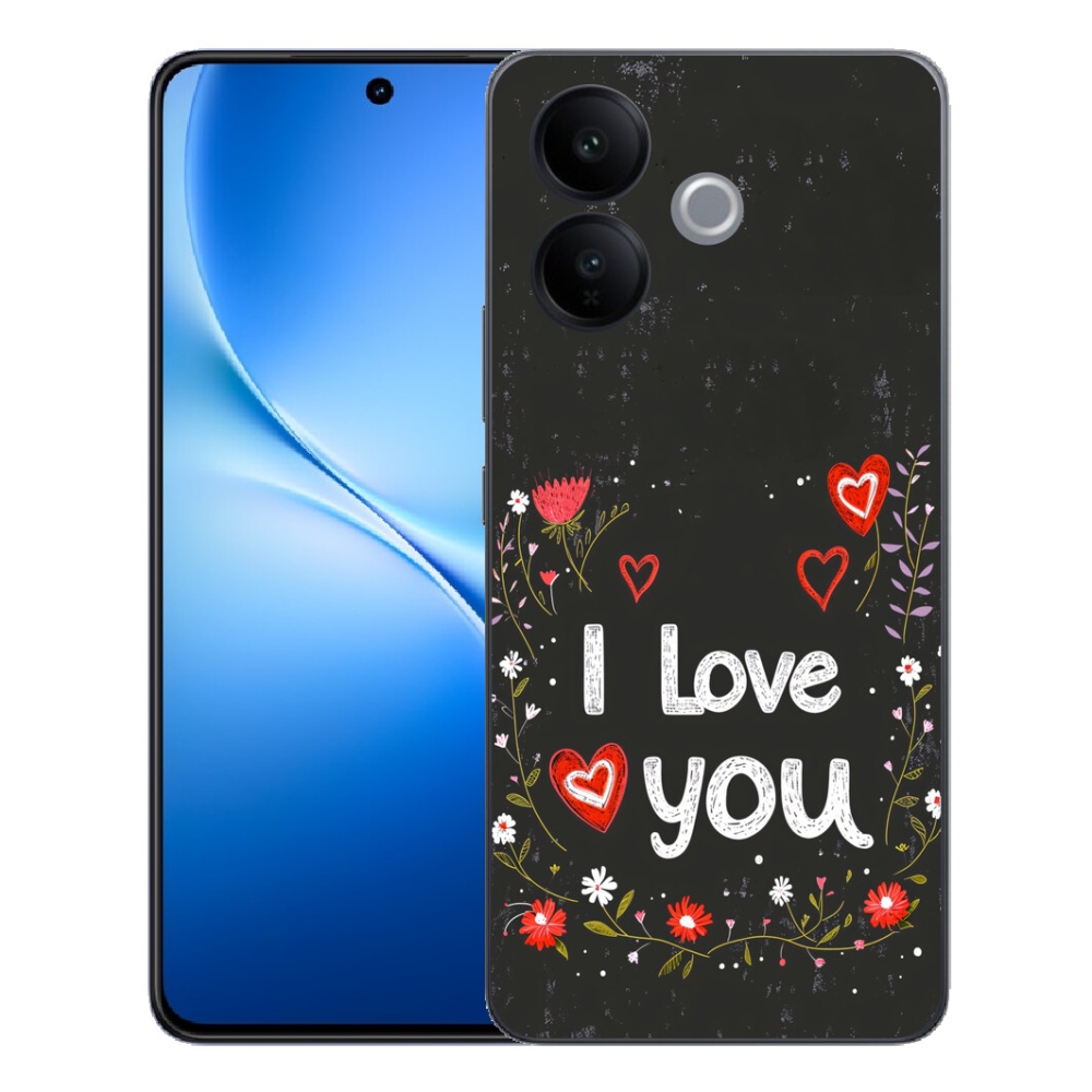 Gélový kryt mmCase na Vivo V70 Lite 5G - I love you čierne pozadie