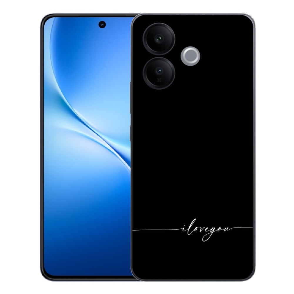 Gélový kryt mmCase na Vivo V70 Lite 5G - I love you čierne pozadie