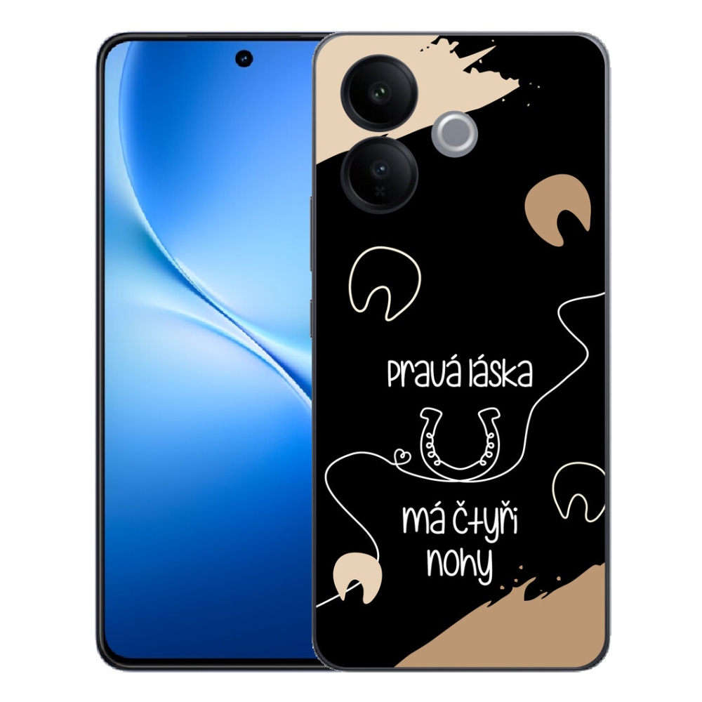 Gélový kryt mmCase na Vivo V70 Lite 5G - konský motív čierne pozadie