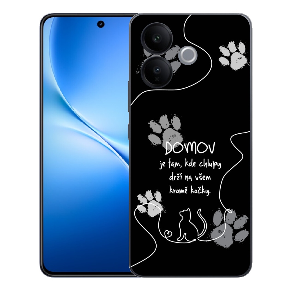 Gélový kryt mmCase na Vivo V70 Lite 5G - mačacie motív čierne pozadie