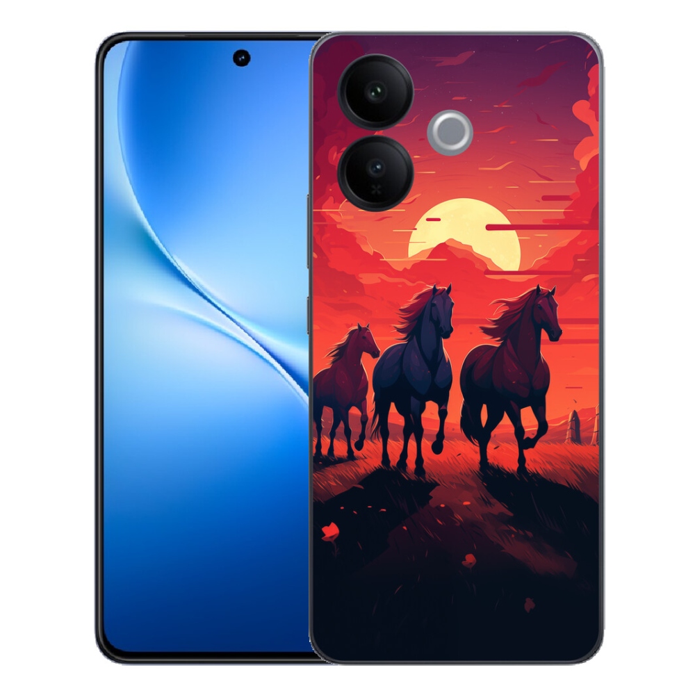 Gélový kryt mmCase na Vivo V70 Lite 5G - kone a západ slnka