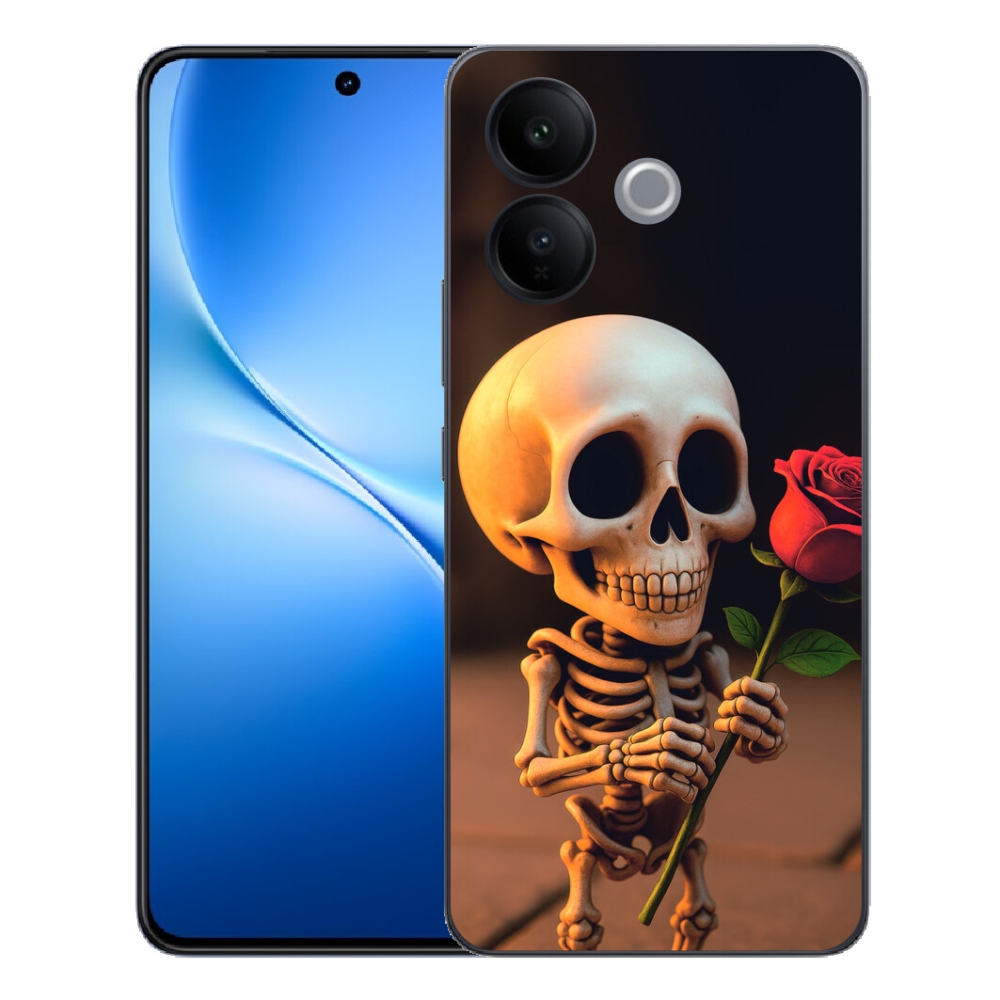 Gélový kryt mmCase na Vivo V70 Lite 5G - kostlivec s ružou