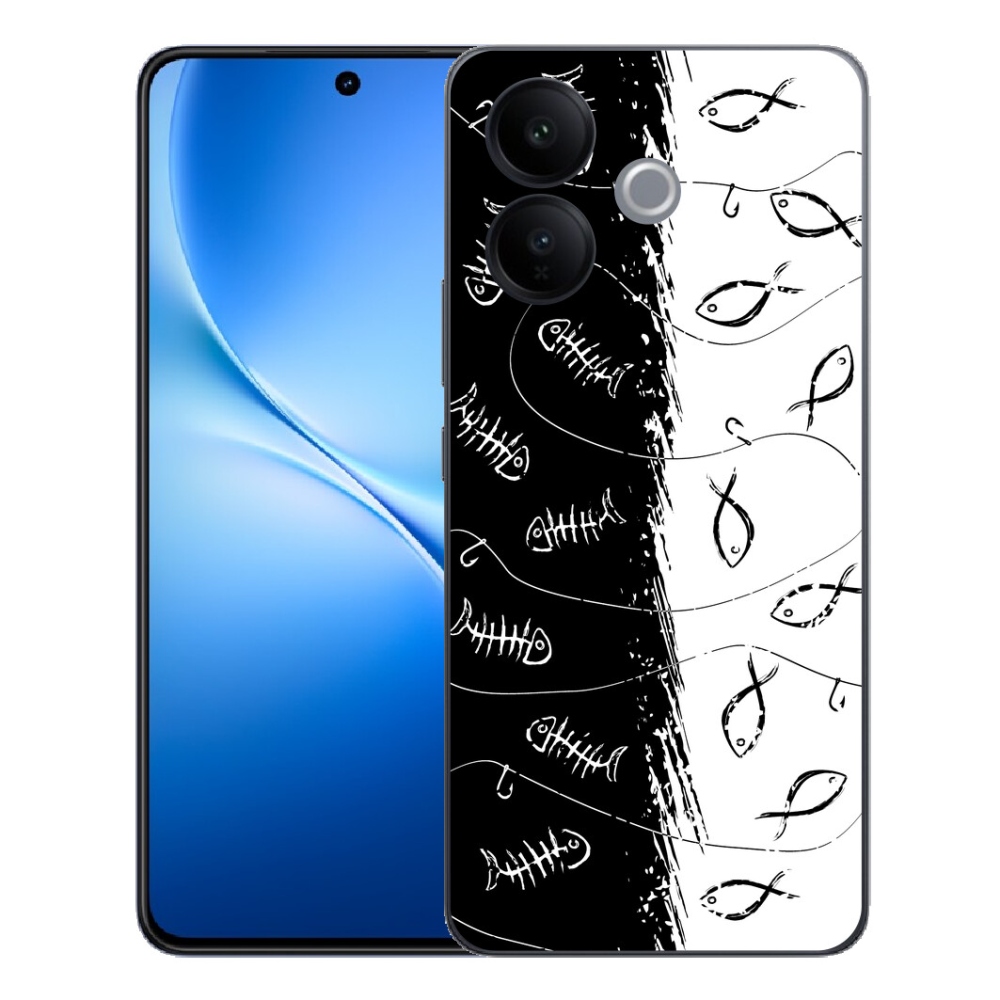 Gélový kryt mmCase na Vivo V70 Lite 5G - kostry a rybky