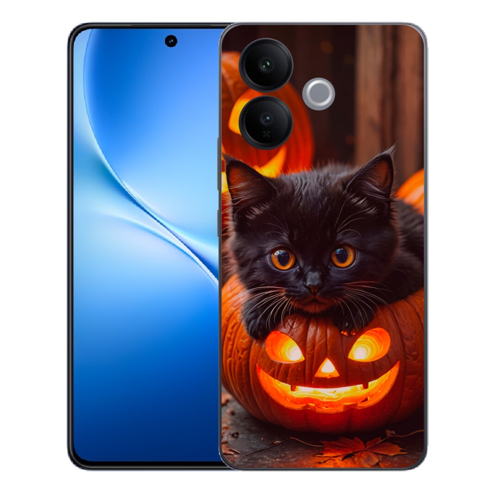 Gélový kryt mmCase na Vivo V70 Lite 5G - mačiatko a tekvica