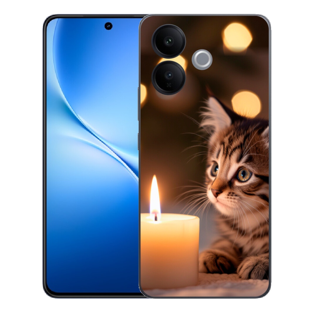Gélový kryt mmCase na Vivo V70 Lite 5G - mačiatko a sviečka