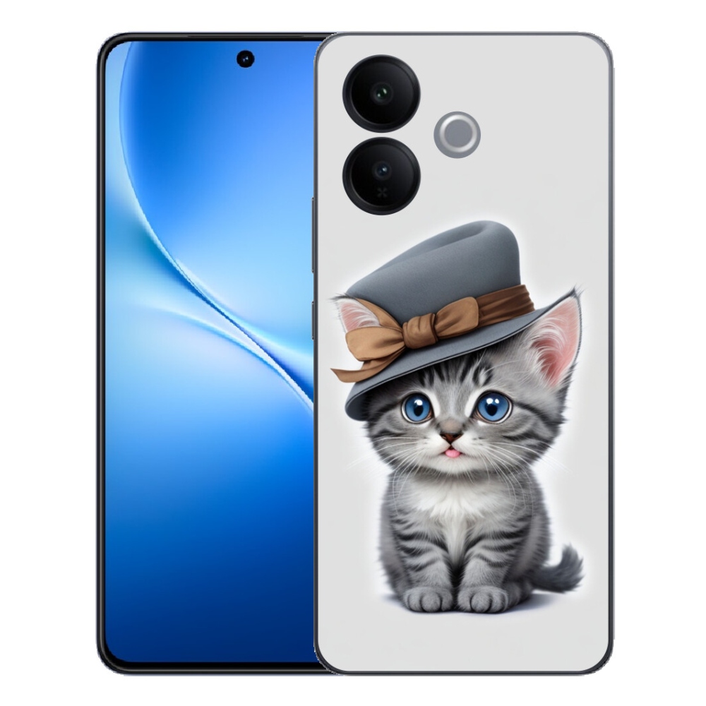 Gélový kryt mmCase na Vivo V70 Lite 5G - mačiatko s klobúkom