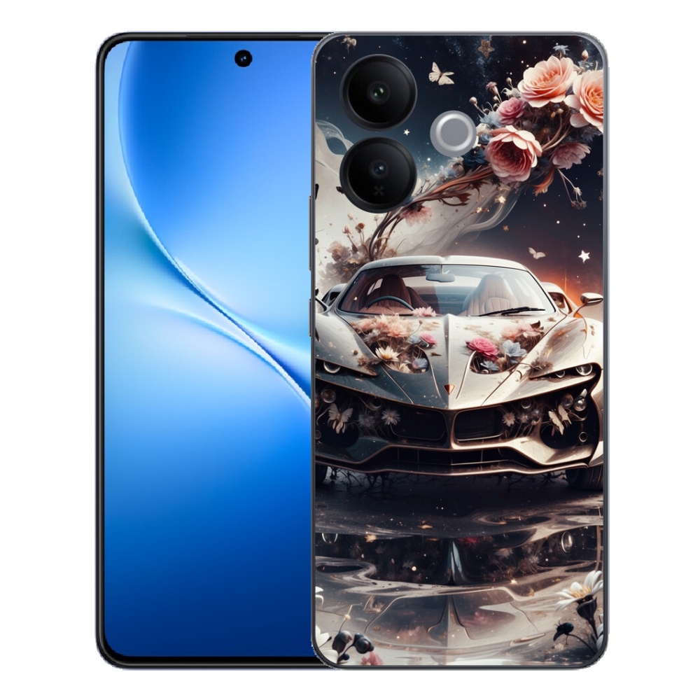 Gélový kryt mmCase na Vivo V70 Lite 5G - kvetinový športový automobil
