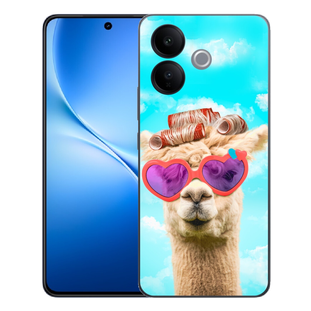 Gélový kryt mmCase na Vivo V70 Lite 5G - lama s okuliarmi