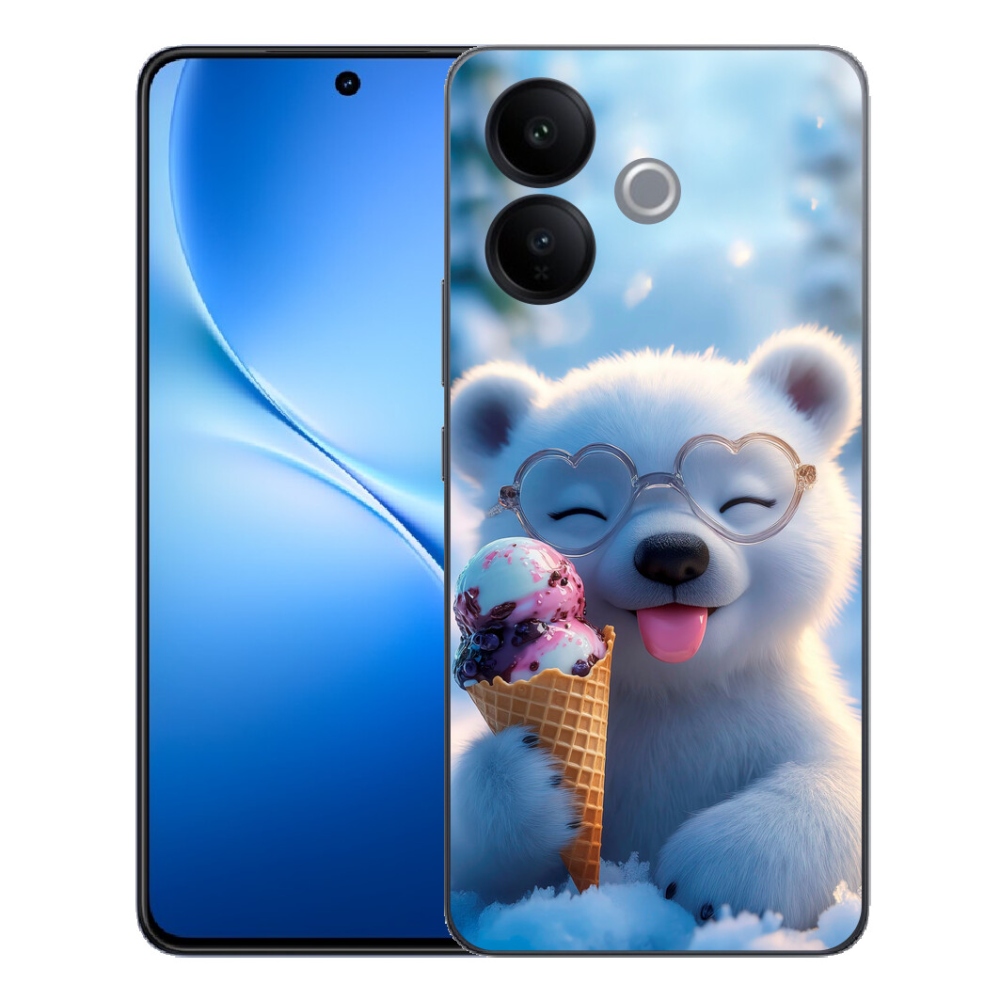 Gélový kryt mmCase na Vivo V70 Lite 5G - medvedík so zmrzlinou