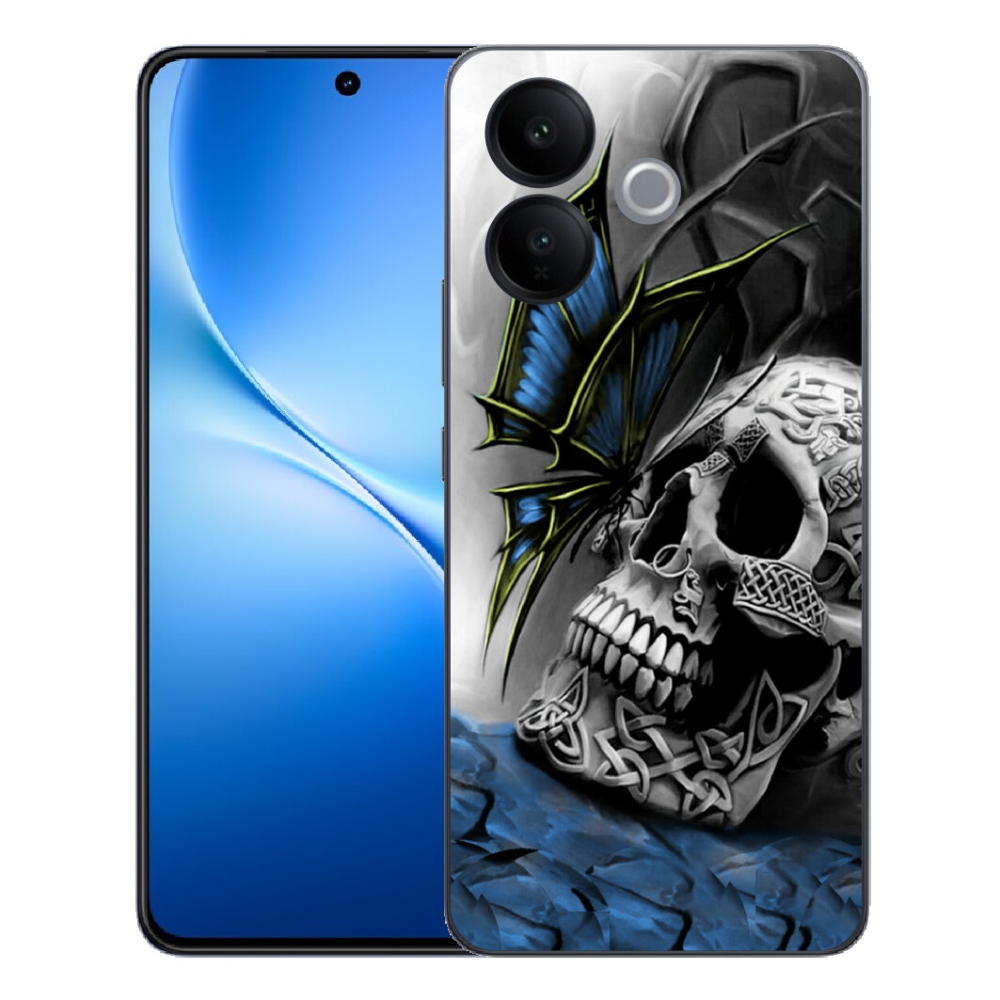 Gélový kryt mmCase na Vivo V70 Lite 5G - motýľ a lebka