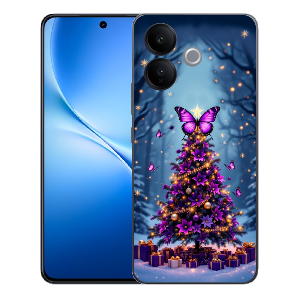 Gélový kryt mmCase na Vivo V70 Lite 5G - motýlí vianočný stromček
