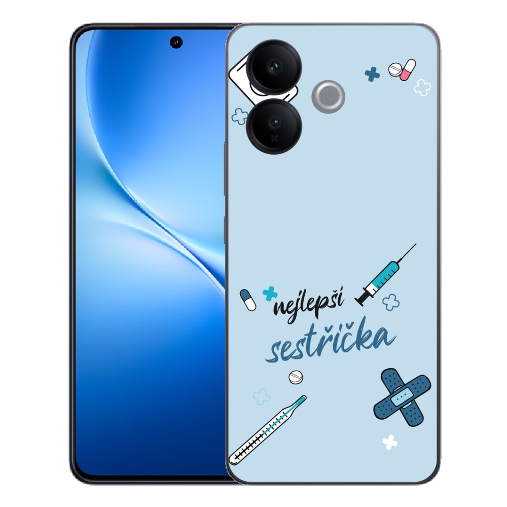 Gélový kryt mmCase na Vivo V70 Lite 5G - najlepšia sestrička modré pozadie