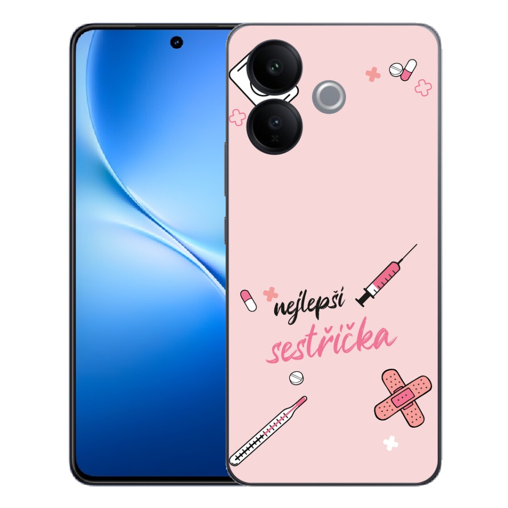 Gélový kryt mmCase na Vivo V70 Lite 5G - najlepšia sestrička ružové pozadie