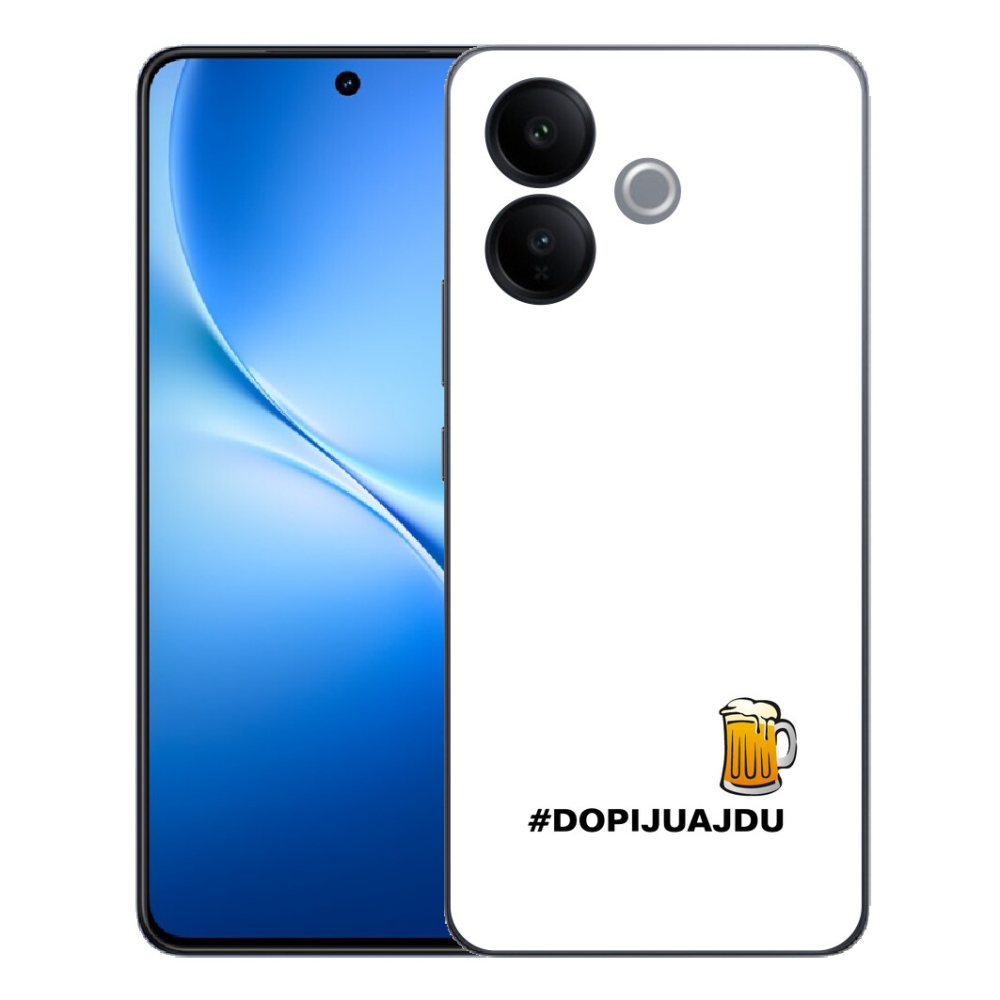 Gélový kryt mmCase na Vivo V70 Lite 5G - pivný motív 1 biele pozadie