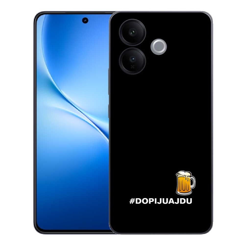 Gélový kryt mmCase na Vivo V70 Lite 5G - pivný motív 1 čierne pozadie