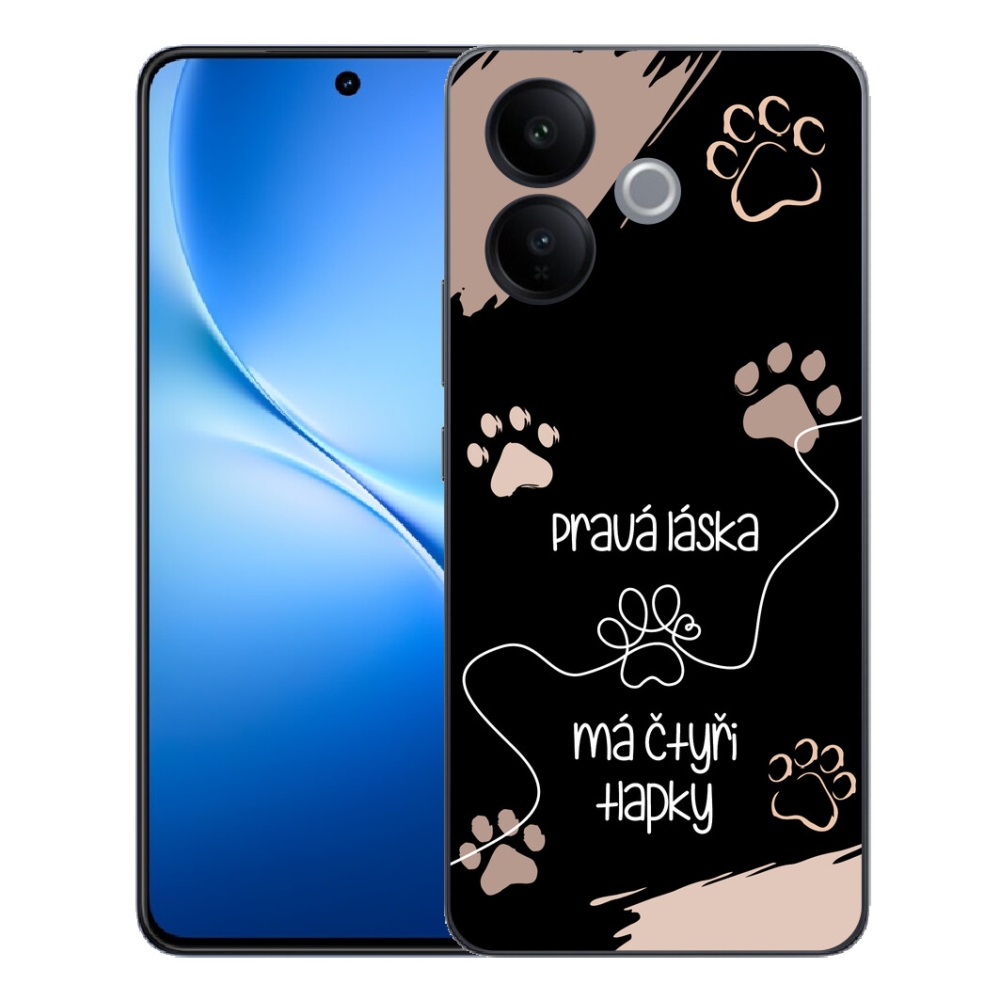 Gélový kryt mmCase na Vivo V70 Lite 5G - psí motív 1 čierne pozadie