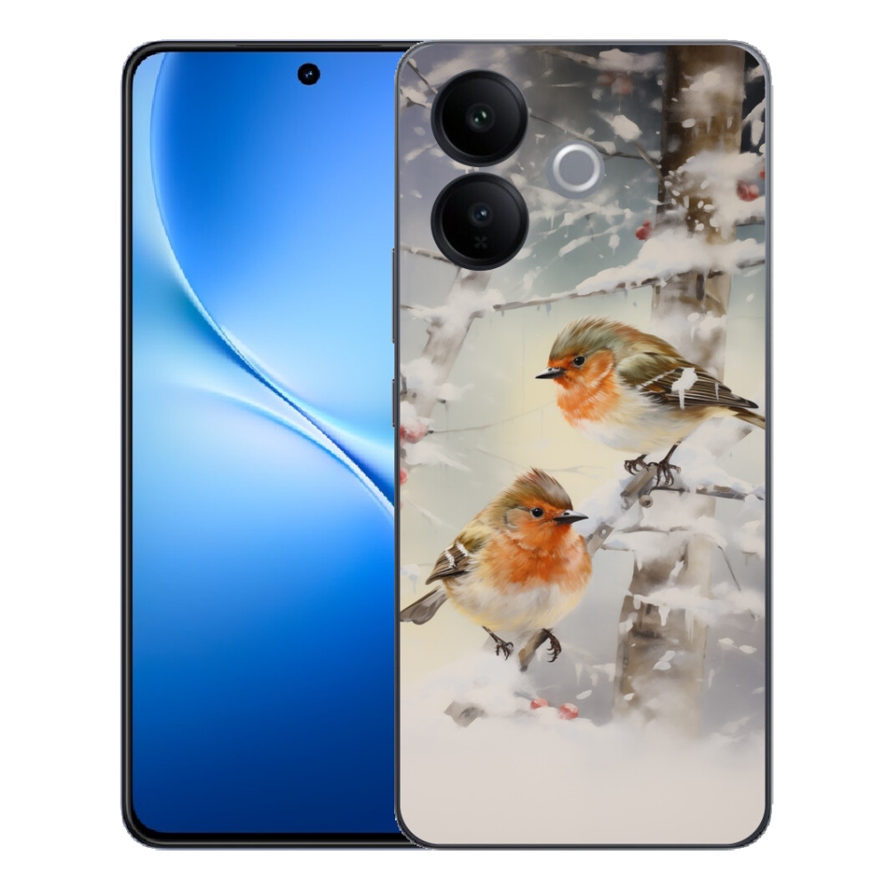 Gélový kryt mmCase na Vivo V70 Lite 5G - vtáčiky v zime