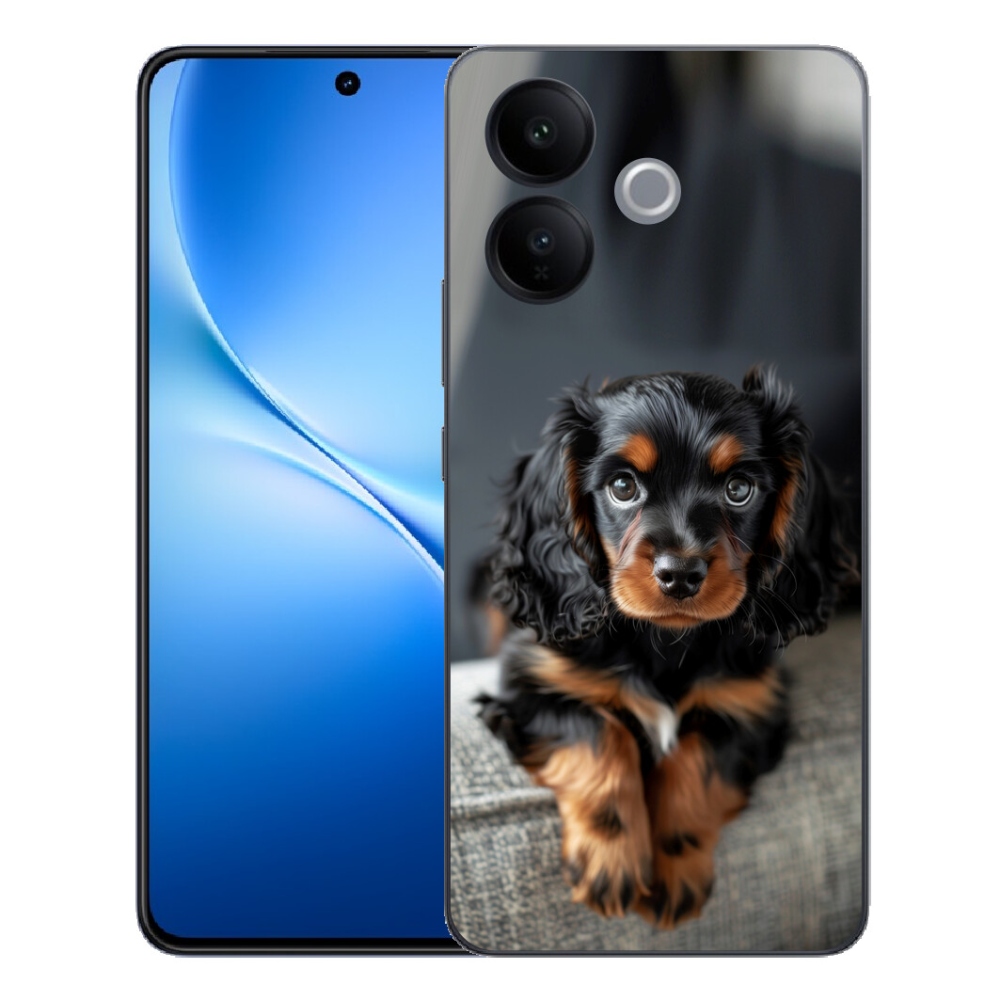 Gélový kryt mmCase na Vivo V70 Lite 5G - roztomilý dlhosrstý jazvečík