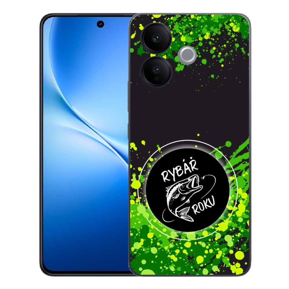 Gélový kryt mmCase na Vivo V70 Lite 5G - rybár roka čierne pozadie