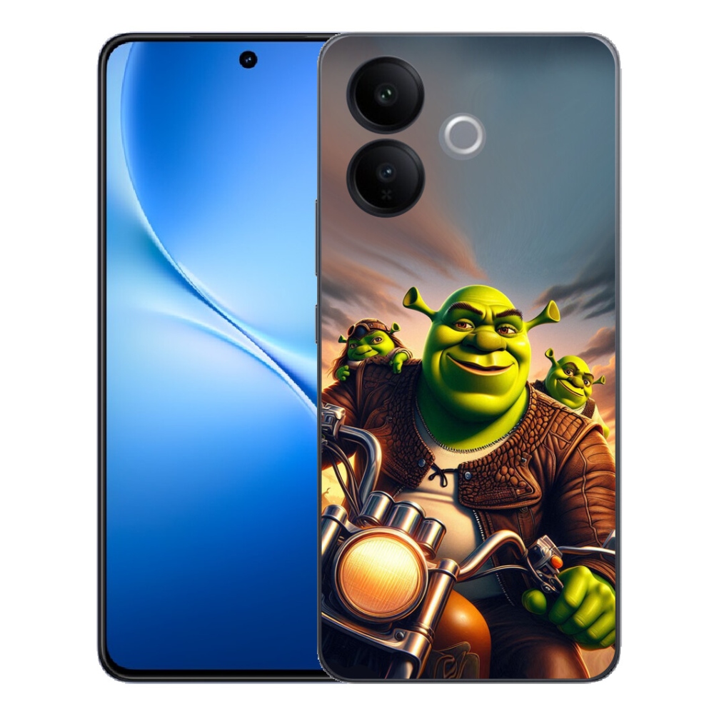 Gélový kryt mmCase na Vivo V70 Lite 5G - shrek na motorke