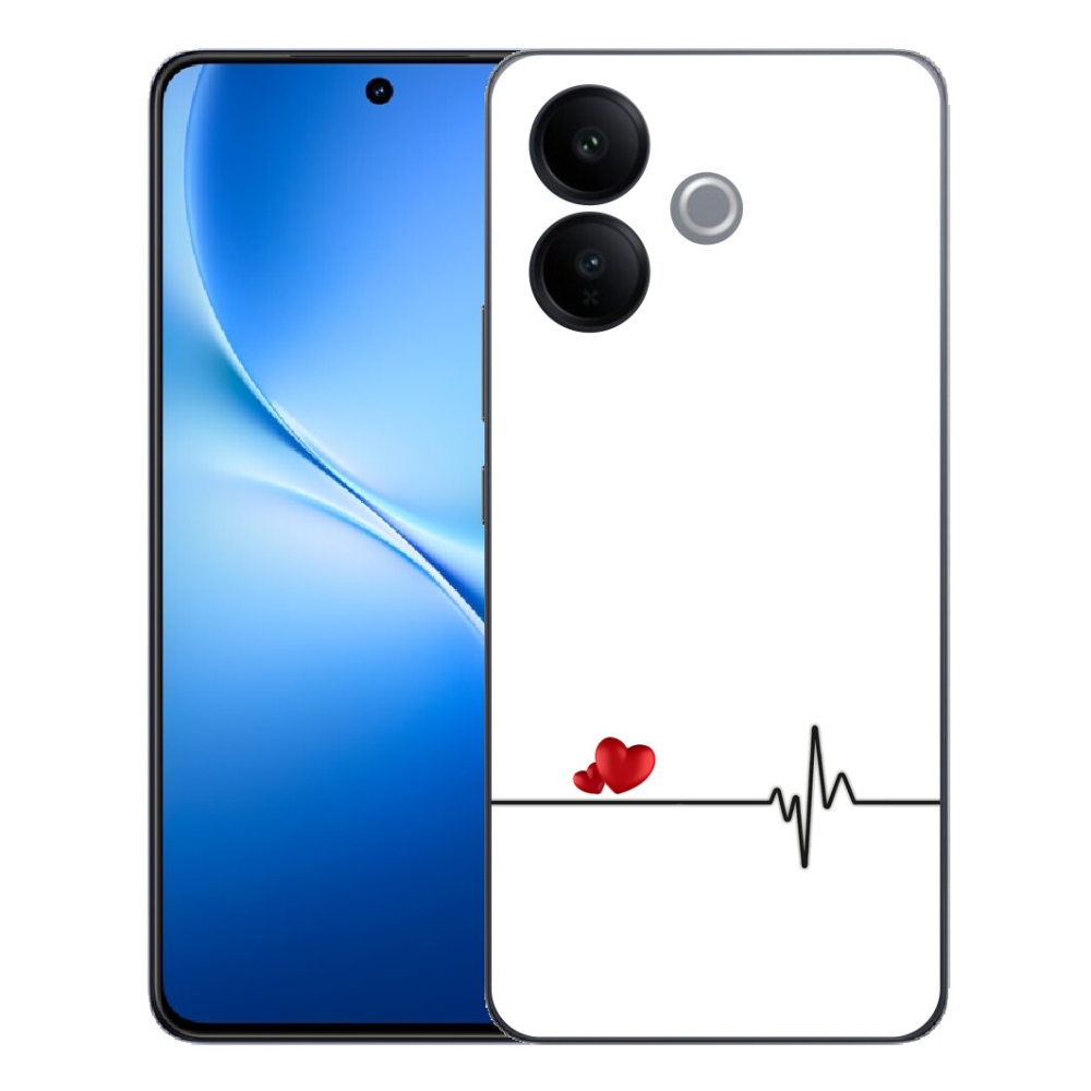 Gélový kryt mmCase na Vivo V70 Lite 5G - srdce a tep biele pozadie