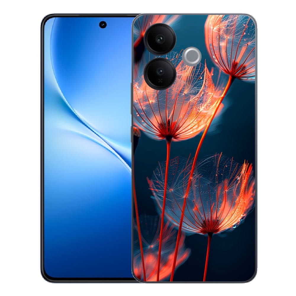 Gélový kryt mmCase na Vivo V70 Lite 5G - svetielkujúce páperie