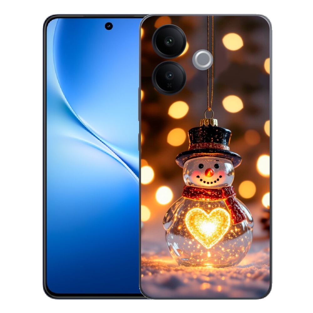 Gélový kryt mmCase na Vivo V70 Lite 5G - svietiaci vianočný snehuliak