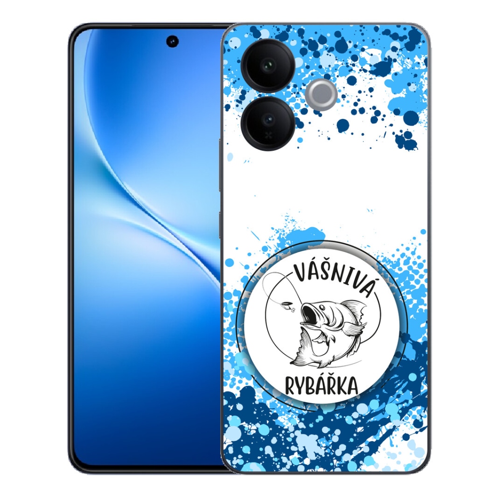 Gélový kryt mmCase na Vivo V70 Lite 5G - vášnivá rybárka biele pozadie