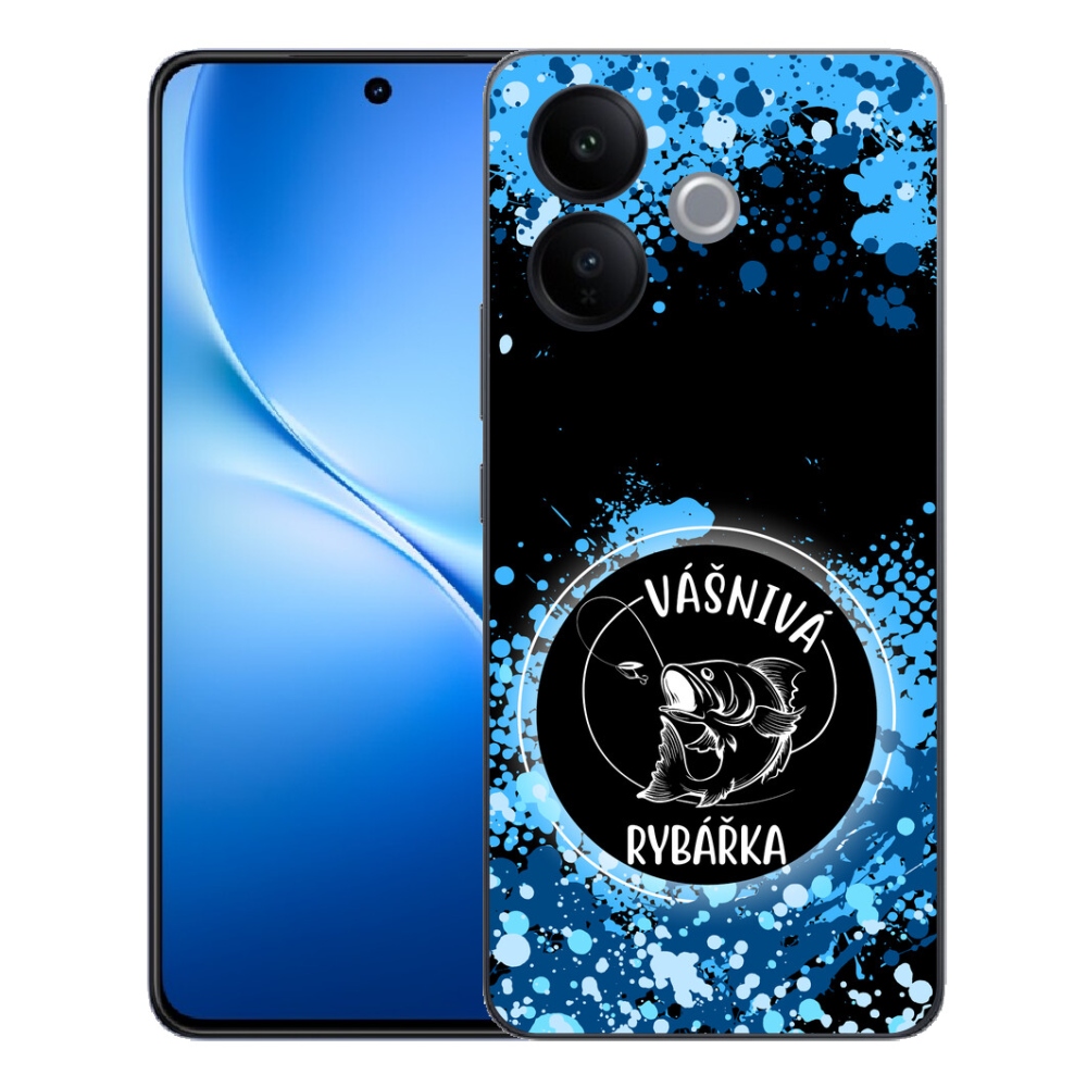 Gélový kryt mmCase na Vivo V70 Lite 5G - vášnivá rybárka čierne pozadie