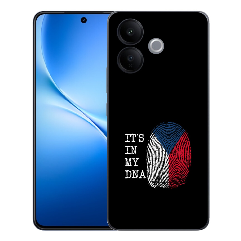 Gélový kryt mmCase na Vivo V70 Lite 5G - vlajka odtlačok prsta čierne pozadie