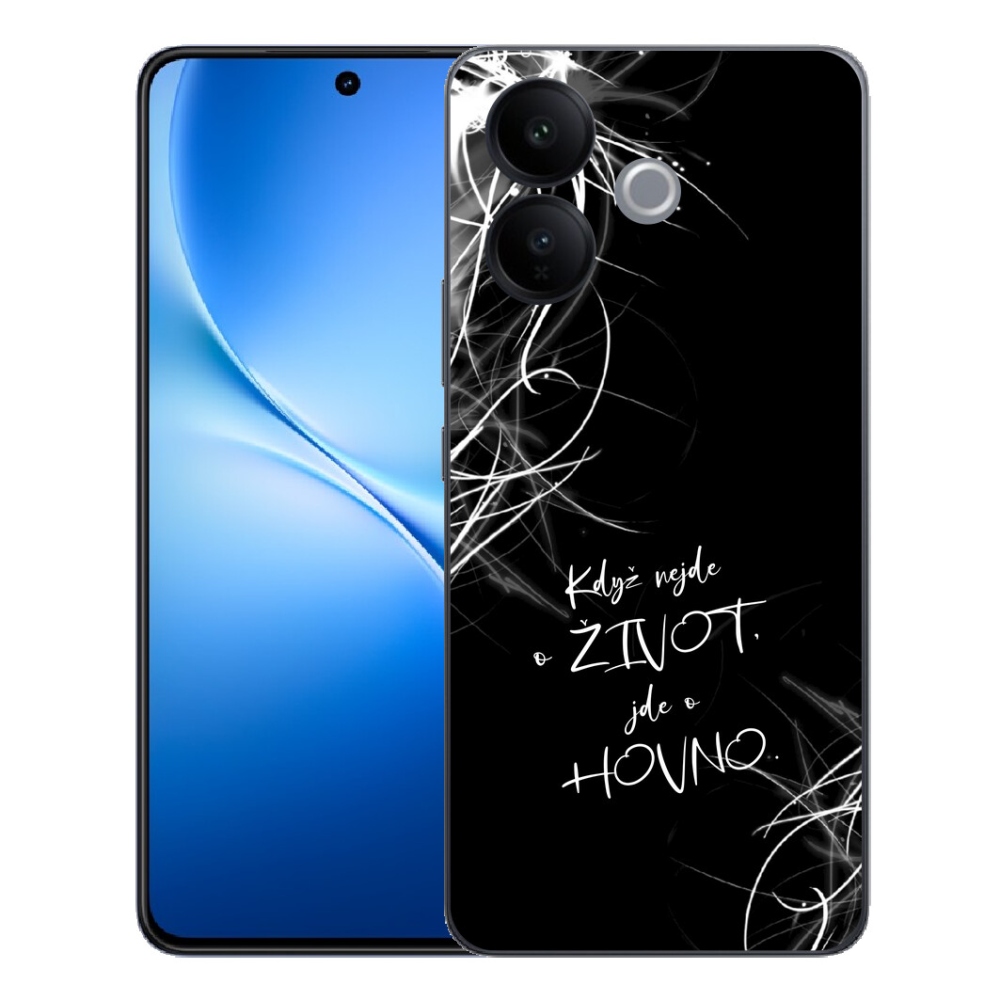 Gélový kryt mmCase na Vivo V70 Lite 5G - vtipný text 16 čierne pozadie