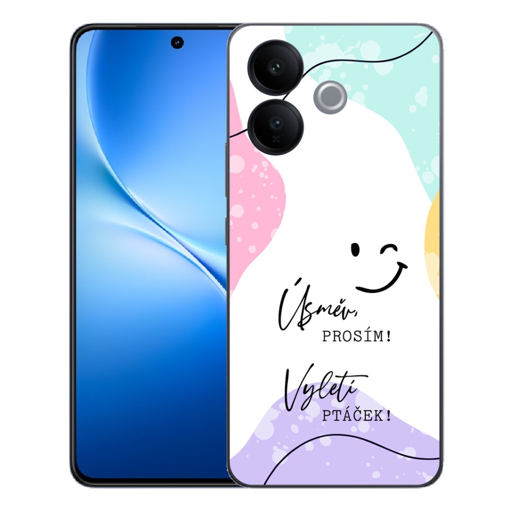 Gélový kryt mmCase na Vivo V70 Lite 5G - vtipný text 4 biele pozadie