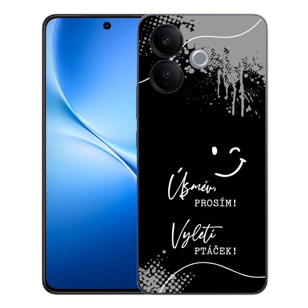 Gélový kryt mmCase na Vivo V70 Lite 5G - vtipný text 4 čierne pozadie