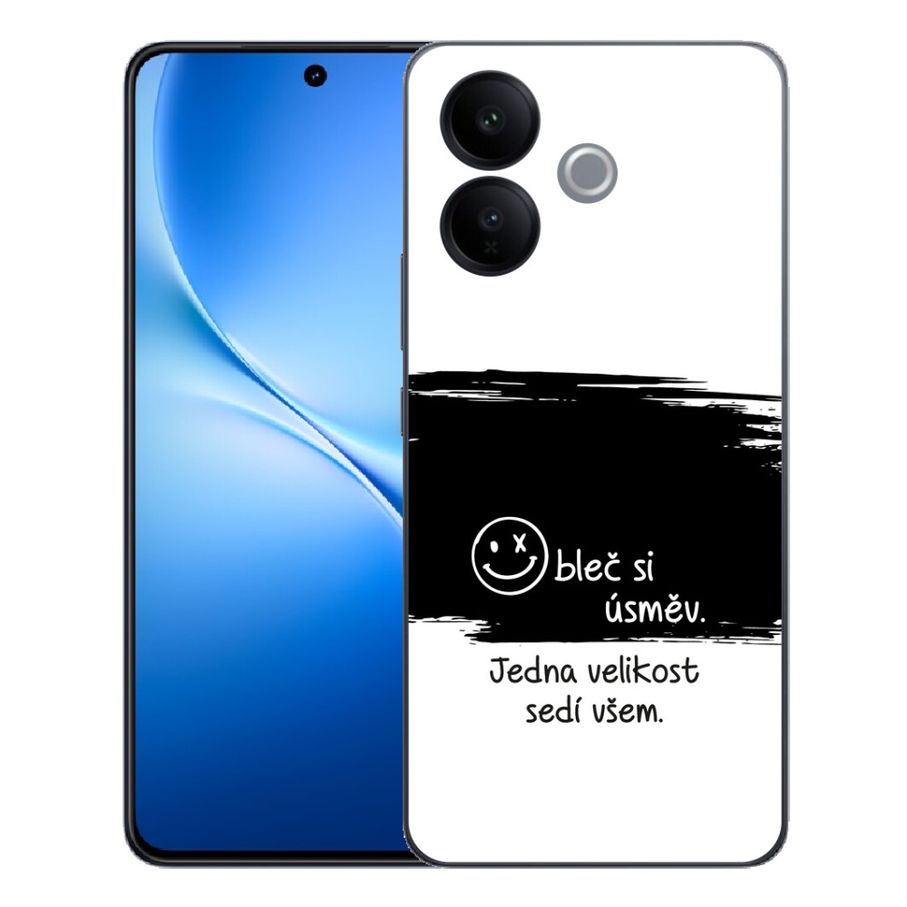 Gélový kryt mmCase na Vivo V70 Lite 5G - vtipný text 8 čiernobiele pozadie