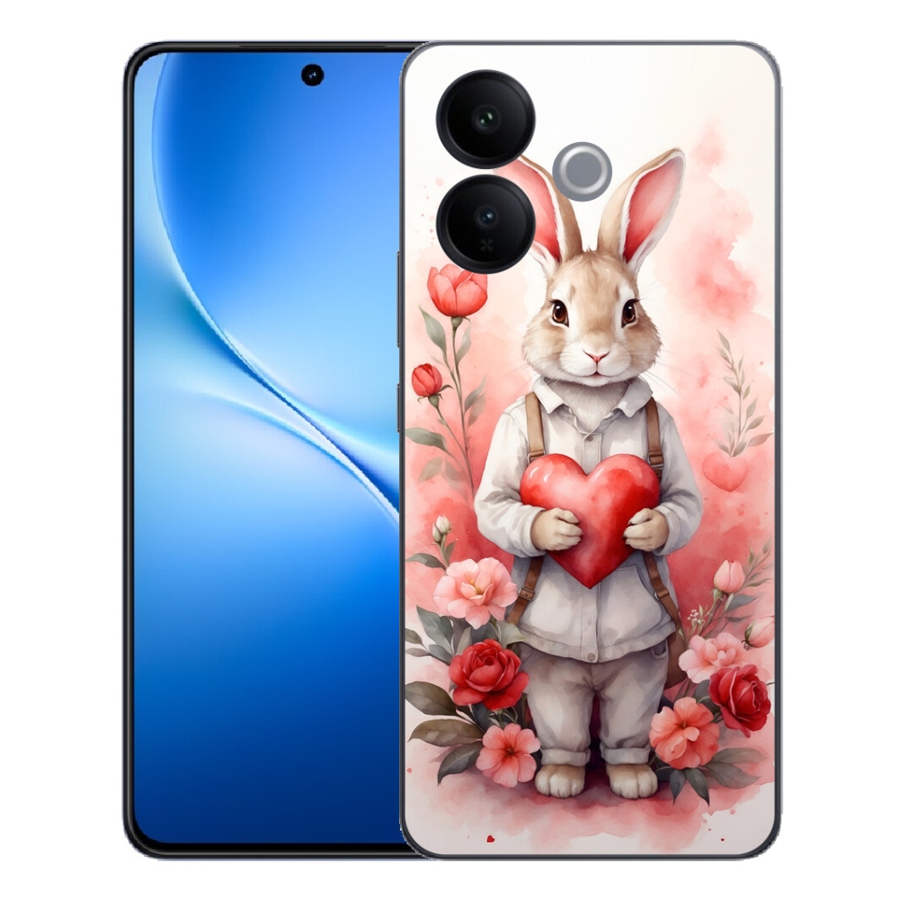 Gélový kryt mmCase na Vivo V70 Lite 5G - zajac so srdiečkom