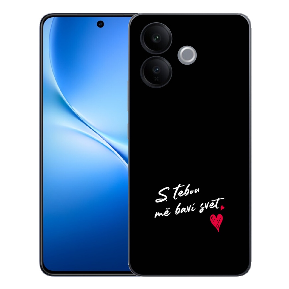 Gélový kryt mmCase na Vivo V70 Lite 5G - zamilovaný text 1 čierne pozadie