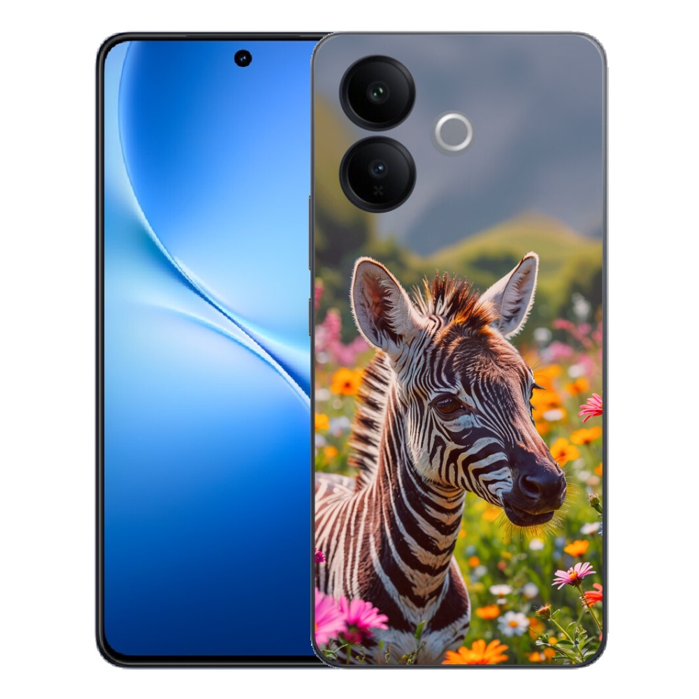 Gélový kryt mmCase na Vivo V70 Lite 5G - zebra na lúke