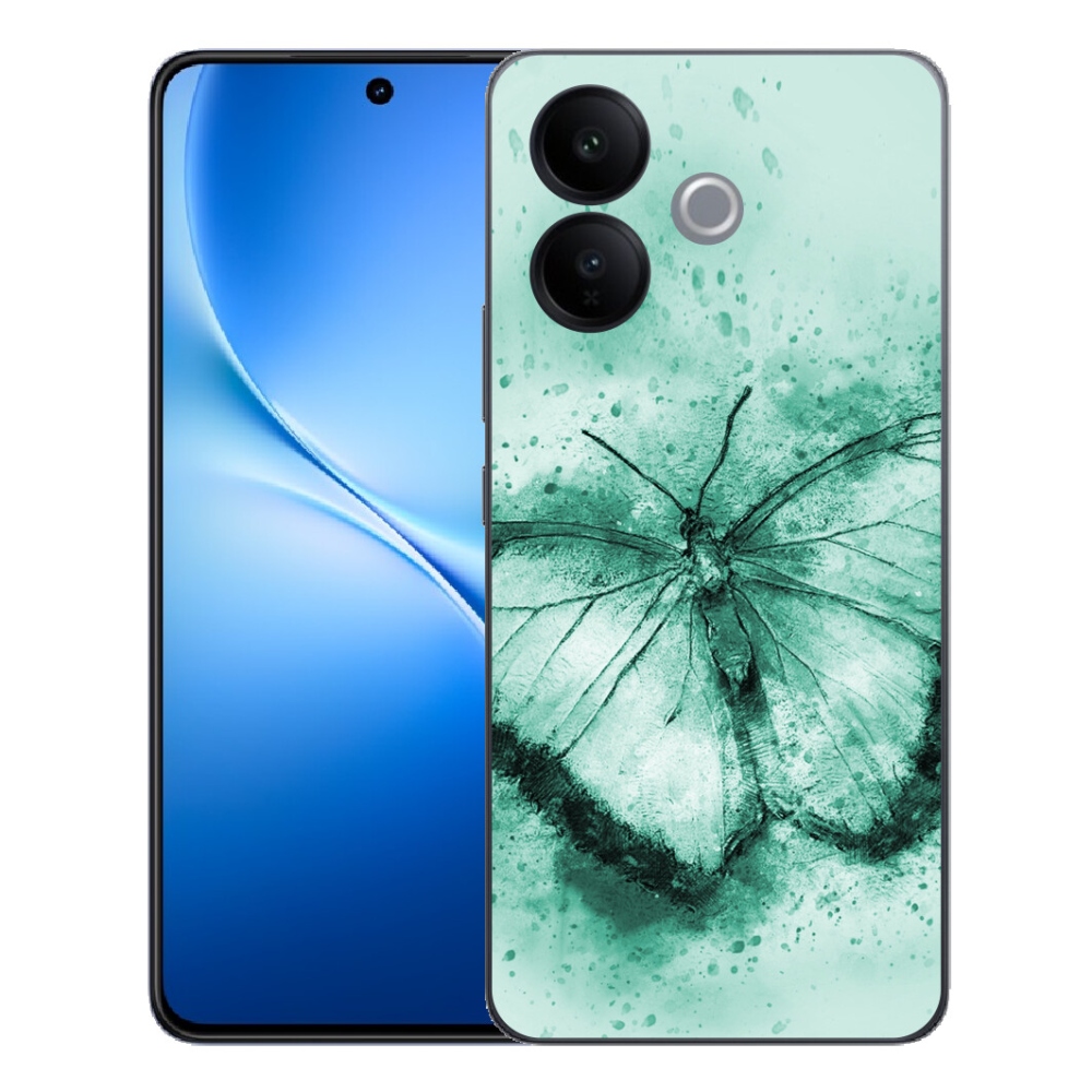 Gélový kryt mmCase na Vivo V70 Lite 5G - zelený motýľ
