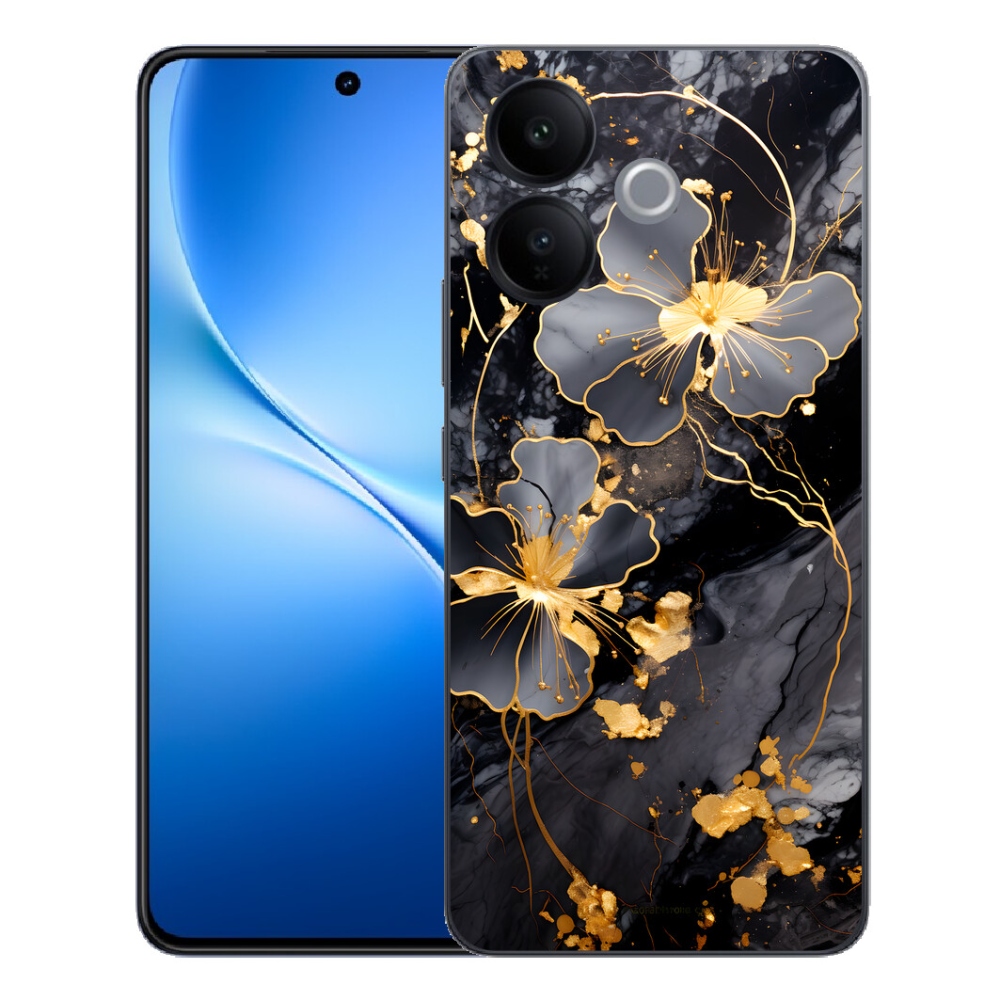 Gélový kryt mmCase na Vivo V70 Lite 5G - zlaté kvety